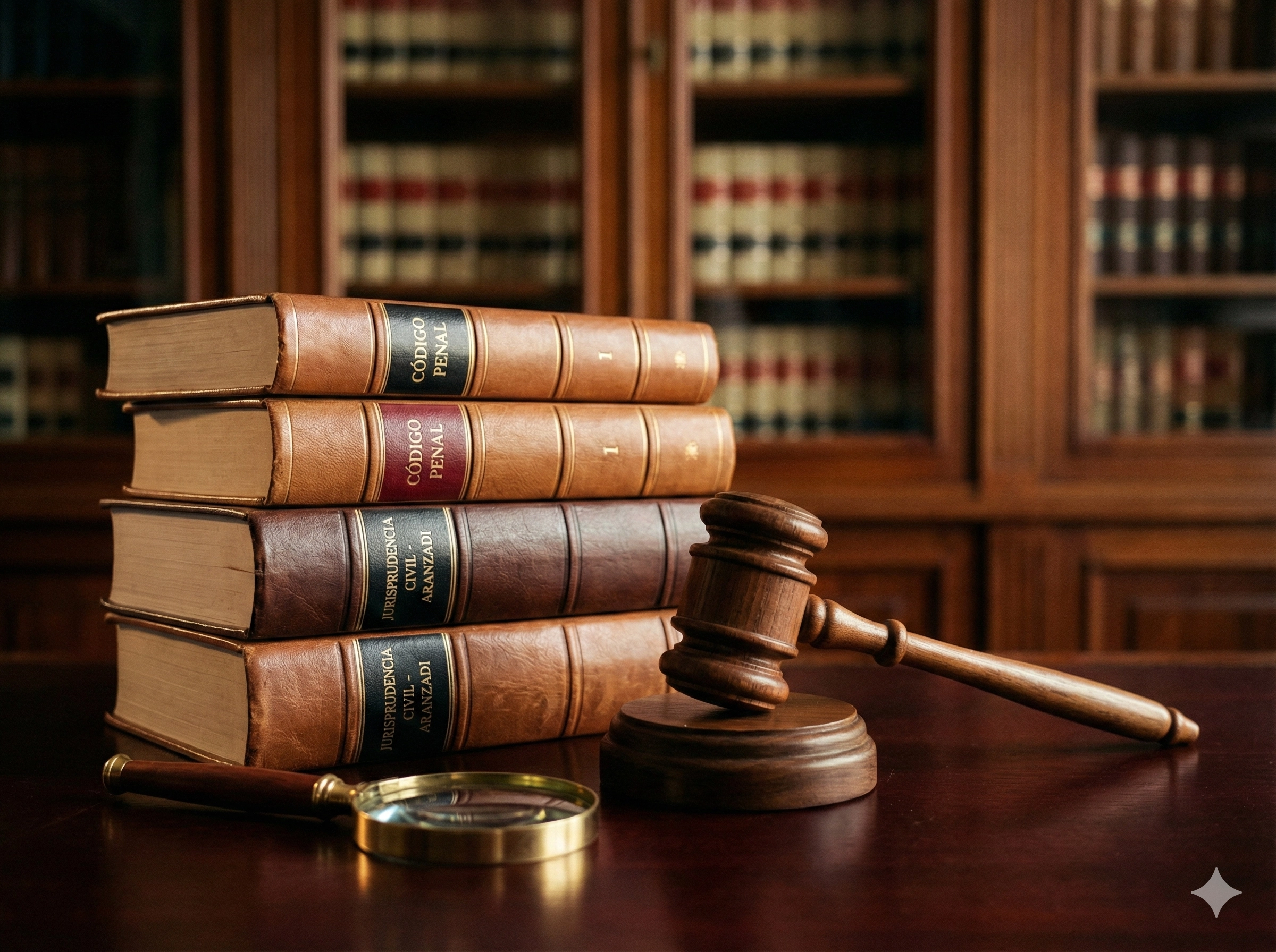 Libros de derecho y sentencia del Tribunal Supremo sobre detectives