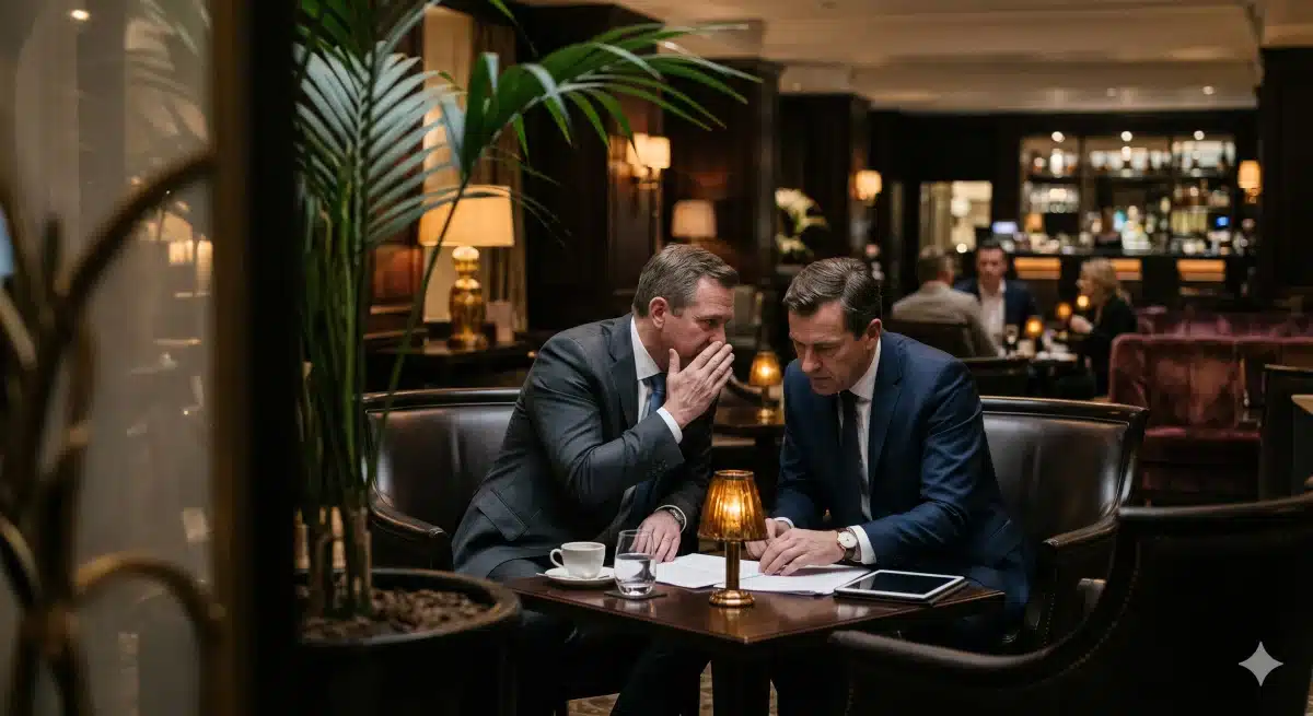 Detective privado realizando una auditoría encubierta en una empresa