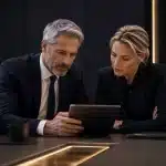 Equipo directivo analizando una auditoría corporativa por fraude en baja laboral fingida.